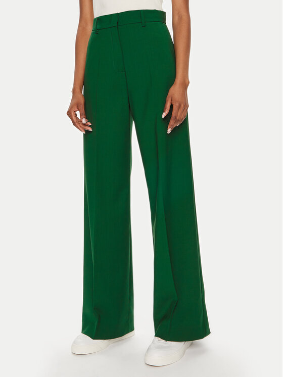 Weekend Max Mara Weekend Max Mara Pantaloni di tessuto Visivo 2425136041 Verde Regular Fit