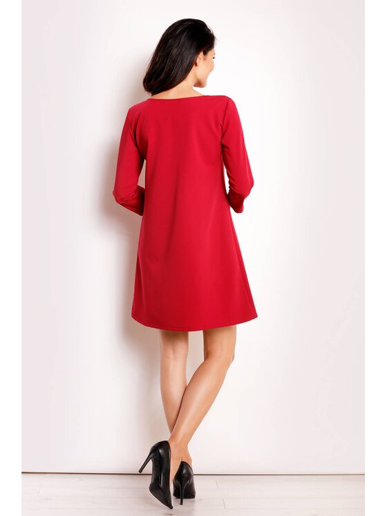 Infinite You Infinite You Sukienka codzienna M111 Bordowy Basic Fit