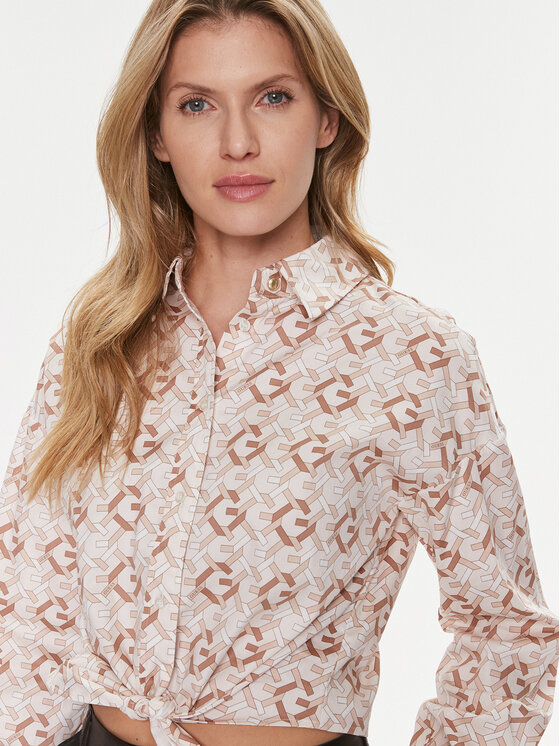 Guess Guess Camicia Dea W4RH59 WE2Q0 Beige Relaxed Fit