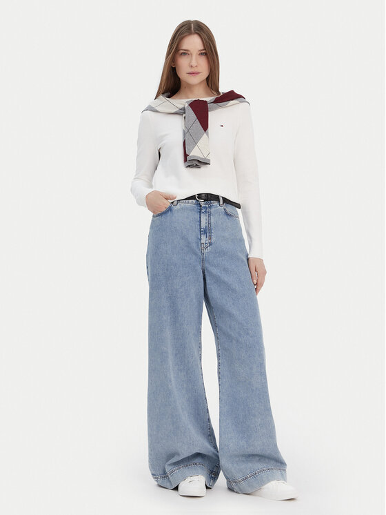 Tommy Hilfiger Tommy Hilfiger Džemperis WW0WW42050 Balts Regular Fit