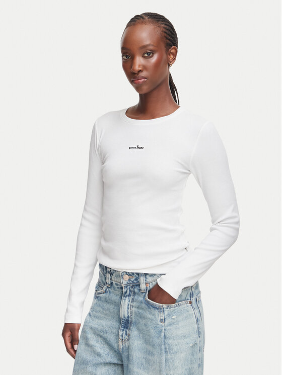 Guess Jeans Guess Jeans Bluza W6YP14 K3821 Bela Slim Fit