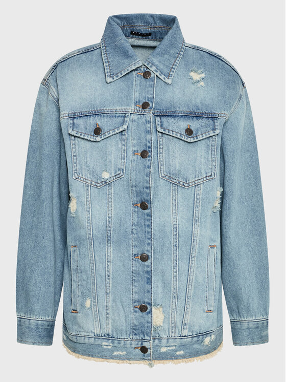 Sisley Kurtka jeansowa 27WDLN00P Niebieski Relaxed Fit | Modivo.pl