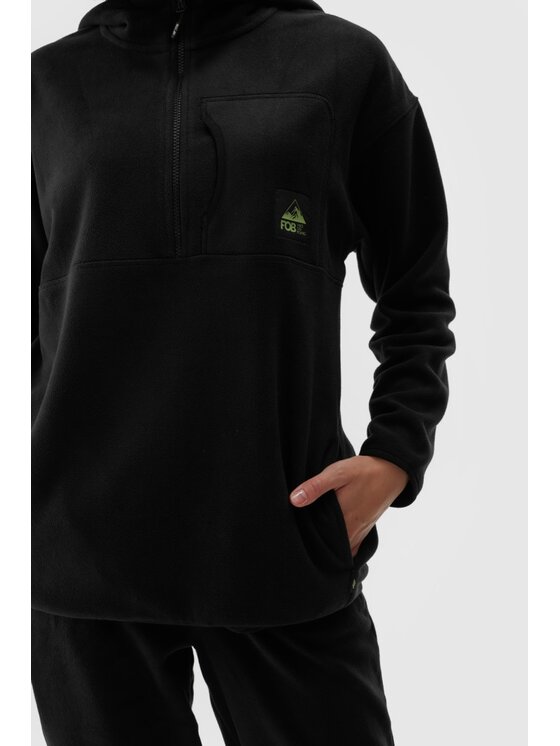 4F 4F Felpa di pile 4FWAW24TFLEF248-20S Nero Regular Fit