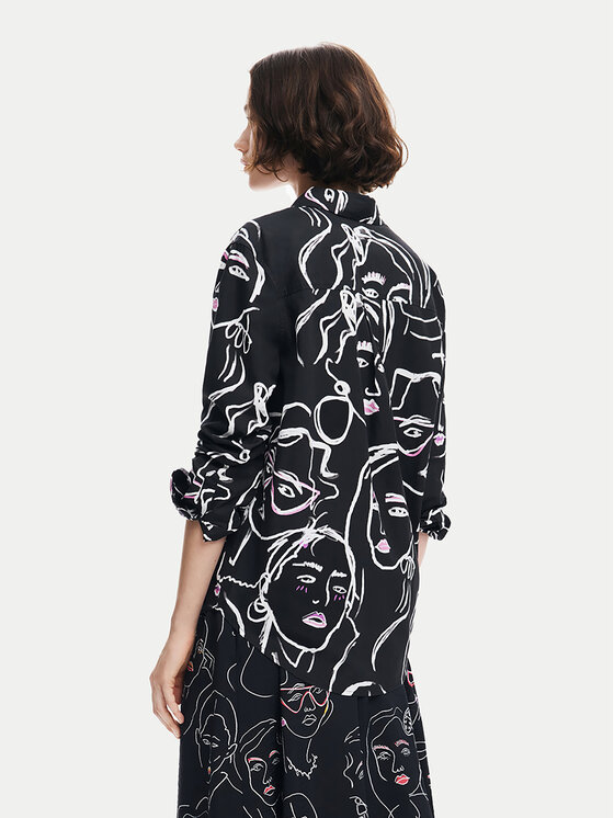 Desigual Desigual Košeľa Faces 24WWCW34 Čierna Regular Fit