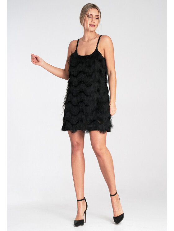 FIGL FIGL Koktejlové šaty M1107 Čierna Loose Fit