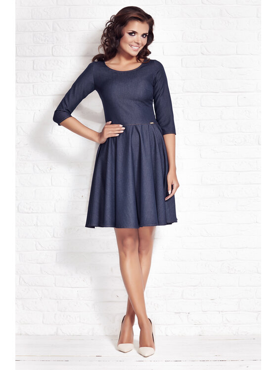 Awama Awama Sukienka codzienna A076 Granatowy Basic Fit