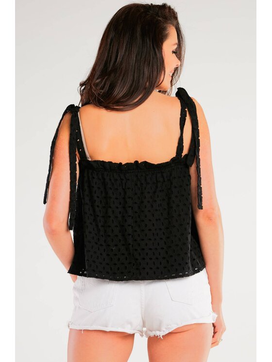 Awama Awama Bluzka A436 Czarny Basic Fit