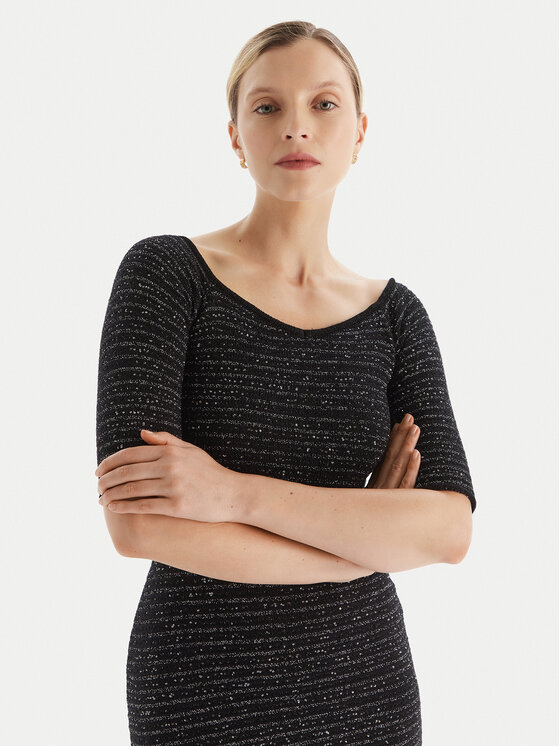Simona Corsellini Simona Corsellini Φόρεμα κοκτέιλ A25CEABO5001 Μαύρο Slim Fit