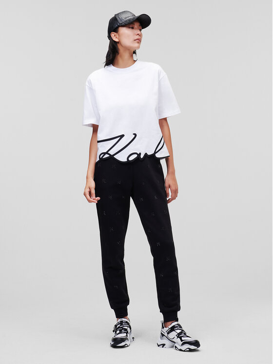 KARL LAGERFELD KARL LAGERFELD Футболка Signature Hem 226W1703 Білий Relaxed Fit