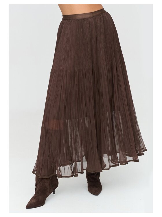 Makadamia Makadamia Spódnica maxi C89 Brązowy Loose Fit