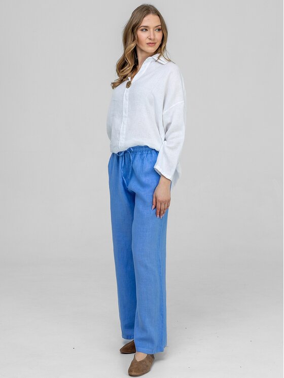 Perso Perso Spodnie materiałowe PTE267299F Niebieski Wide Leg