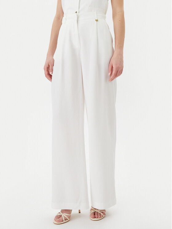 LOLA CASADEMUNT LOLA CASADEMUNT Pantaloni palazzo LS2514010 Alb Wide Leg