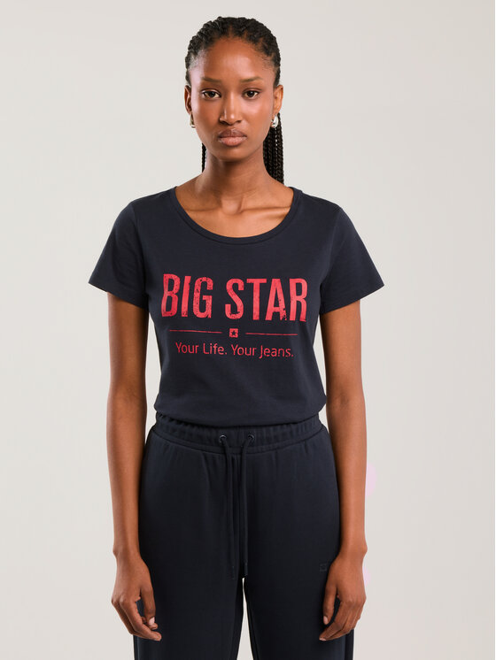 BIG STAR BIG STAR T-Shirt BRUNONA Granatowy Basic Fit