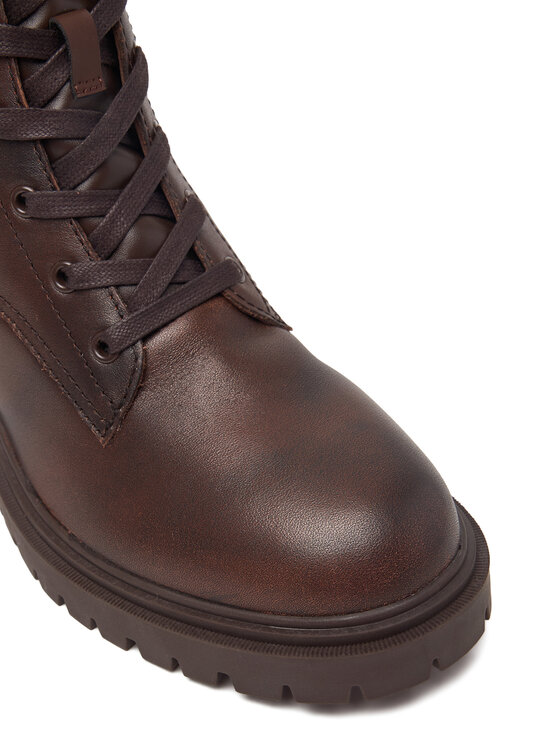 Tommy Hilfiger Tommy Hilfiger Trzewiki Block Heel Buckled Lace-Up Boot FW0FW09578 Brązowy