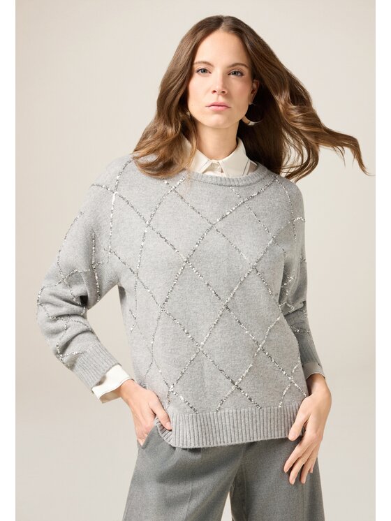 Oltre Oltre Sweter M529E001908N013 Szary Regular Fit