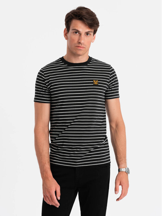 Ombre Ombre T-Shirt OM-TSCT-0183 Czarny Regular Fit
