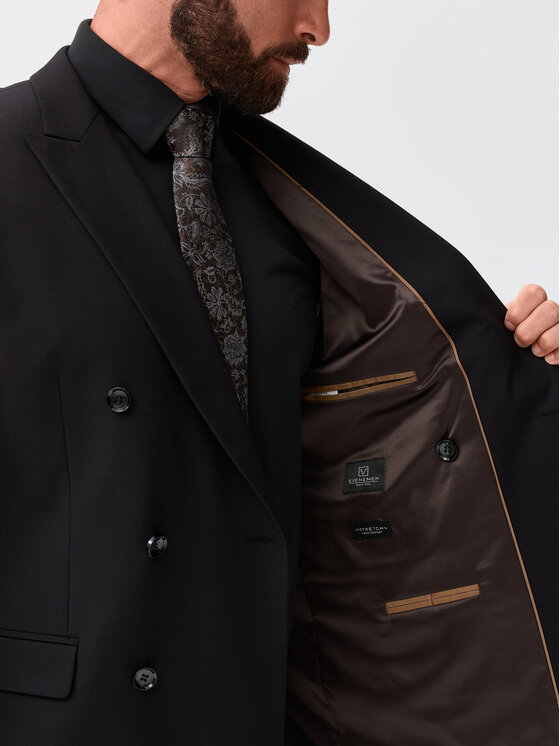Evenemen Evenemen Marynarka Solid Czarny Slim Fit