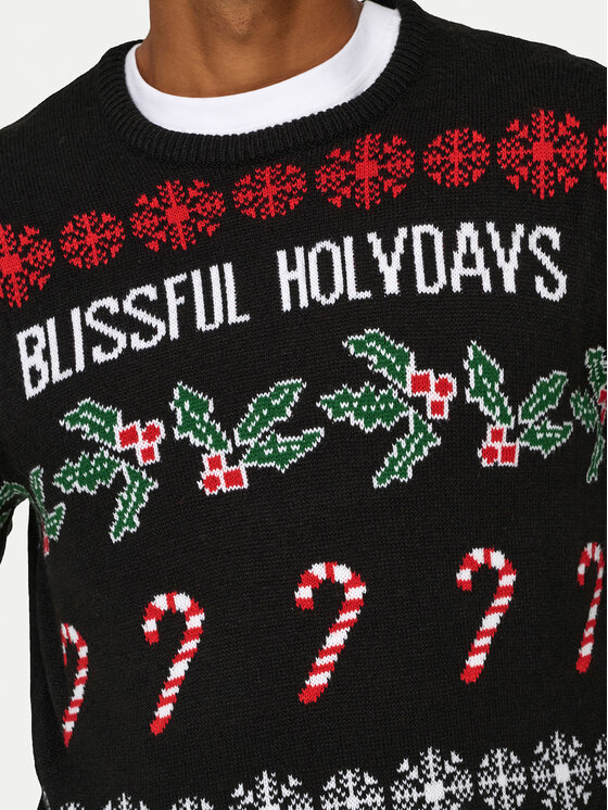 Only & Sons Only & Sons Πουλόβερ Xmas 22031171 Μαύρο Regular Fit