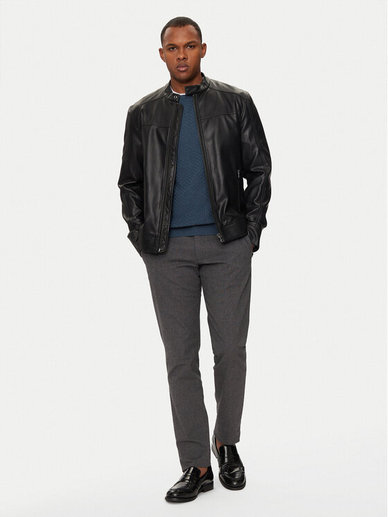 Sisley Sisley Kurtka z imitacji skóry 2KLSSN036 Czarny Slim Fit