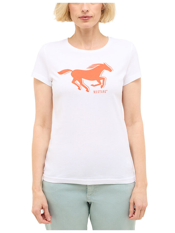 Mustang Mustang T-Shirt Style Loa Biały Regular Fit
