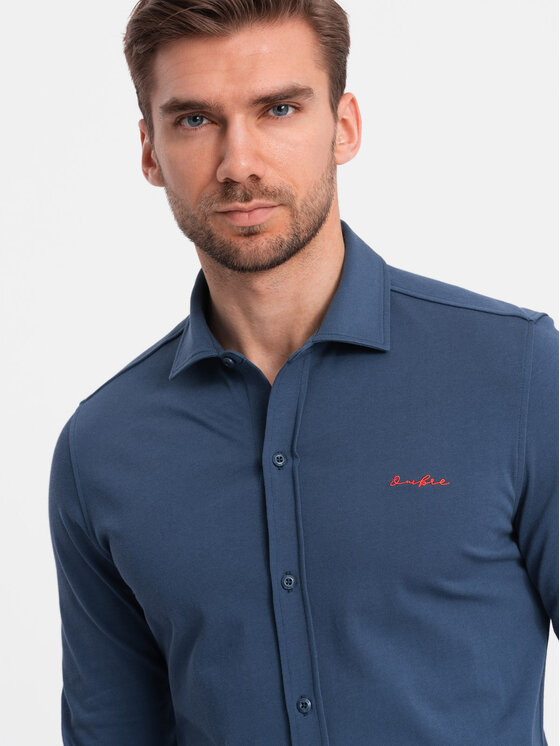Ombre Ombre Koszula OM-SHCS-0138 Niebieski Regular Fit