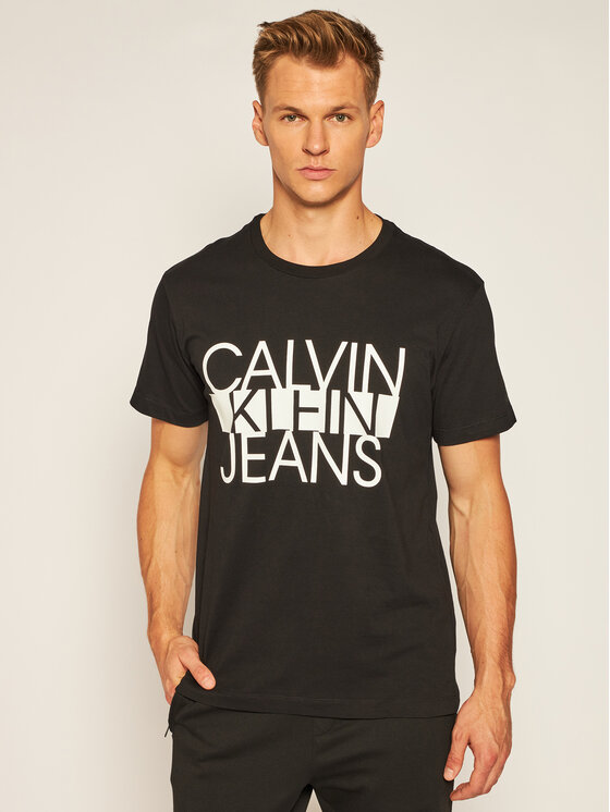Calvin Klein Jeans T shirt Colorblock Stripe Tee J30J316044 Nero Regular Fit Modivo