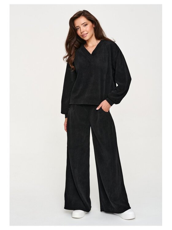 Makadamia Makadamia Dres M952 Czarny Loose Fit