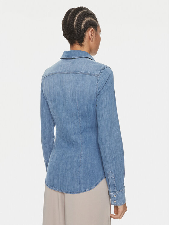 Liu Jo Liu Jo džínsová košeľa Camicia M/L Cover UXX046 D4051 Modrá Slim Fit