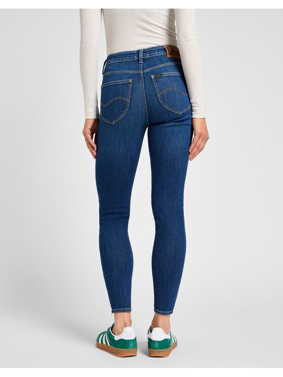 Lee Lee Jeansy Scarlett High Zip Indigo Realness Niebieski Skinny Fit