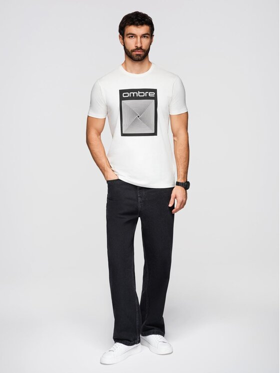 Ombre Ombre T-Shirt OM-TSPT-0260 Biały Regular Fit
