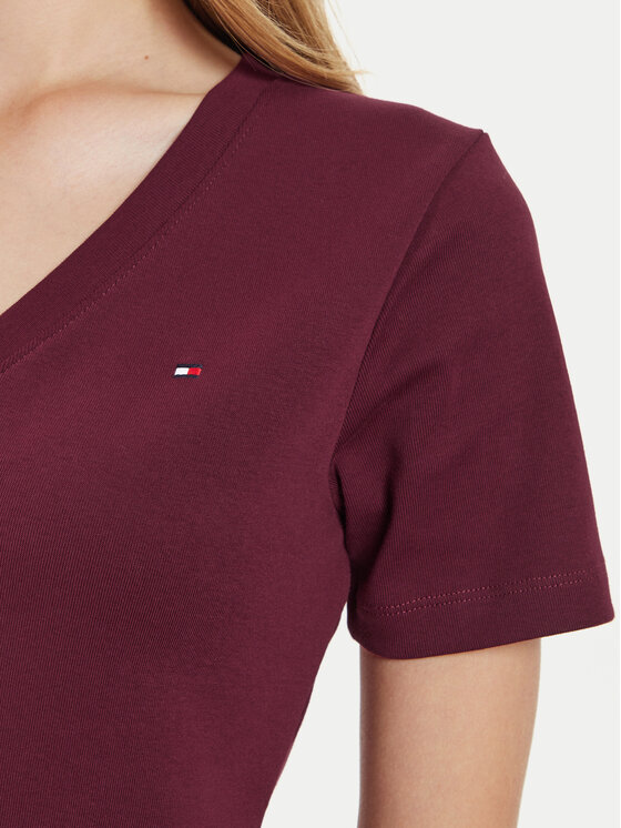 Tommy Hilfiger Tommy Hilfiger Tričko New CodyWW0WW40584 Bordová Slim Fit