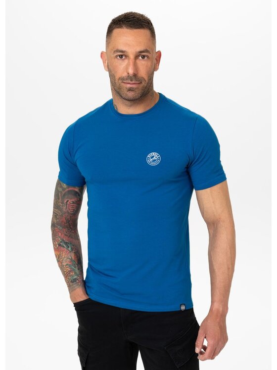 PITBULL PITBULL T-Shirt Koszulka męska Slim Fit SAN DIEGO CA SMALL LOGO L Niebieski Regular Fit
