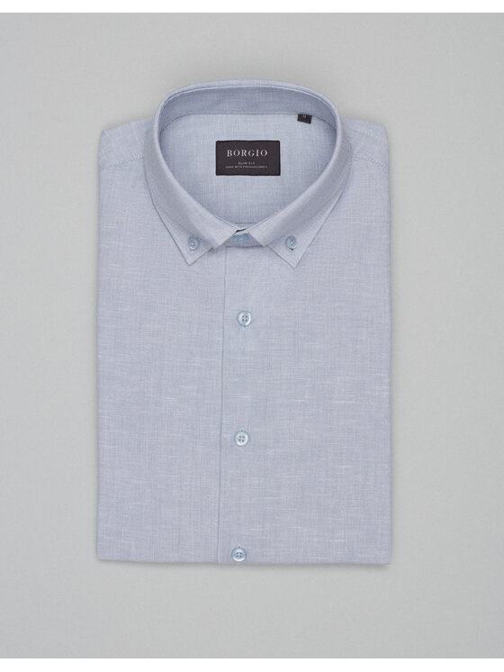 Borgio Borgio Koszula balmuccia_00535 Szary Slim Fit