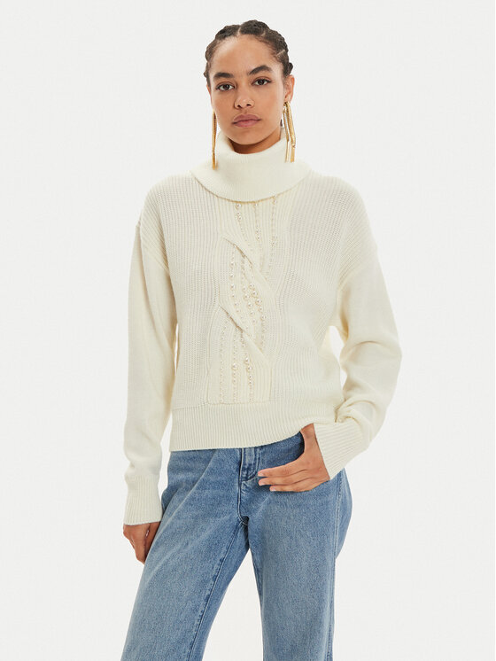 Fracomina Fracomina Rollkragenpullover FR24WT7030K527R9 Écru Regular Fit