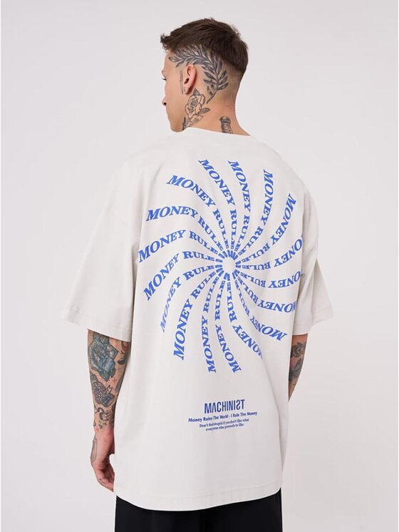 Machinist Machinist T-Shirt Koszulka Z Krótkim Rękawem Męska Oversize Jasna Szara Machinist Money Rules XL Szary Oversize