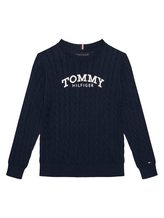 Tommy Hilfiger Pulover Graphic KB0KB10347 D Bleumarin Regular Fit