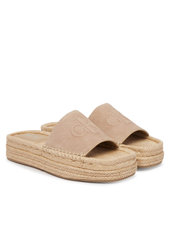 Calvin Klein Calvin Klein Espadrilles Flatf Espa Mule Nub Mg HW0HW02890 Bēšs