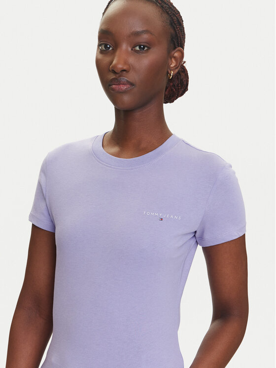 Tommy Jeans Tommy Jeans T-Shirt Linear DW0DW21164 Fioletowy Slim Fit