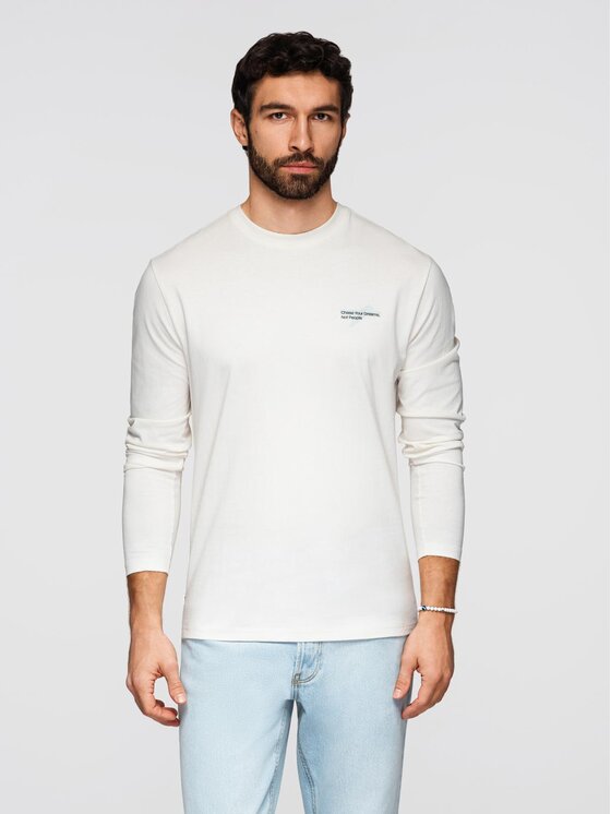 Ombre Ombre Longsleeve OM-LSPT-0136 Biały Regular Fit
