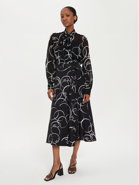 KARL LAGERFELD KARL LAGERFELD Midi szoknya 245W1203 Fekete Regular Fit