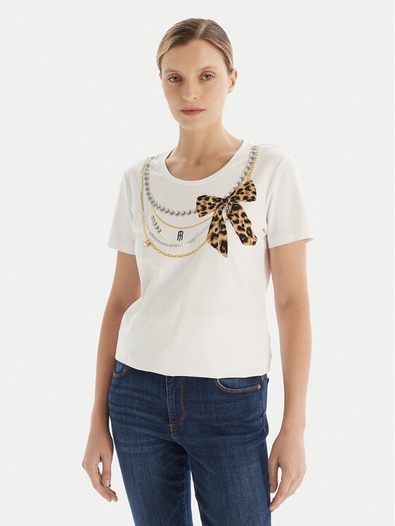 Fracomina Fracomina T-Shirt FR25WT3004J40108 Bílá Regular Fit