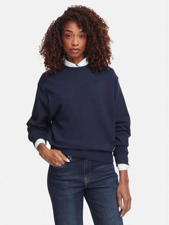 Tommy Hilfiger Tommy Hilfiger Sweatshirt Script Terry WW0WW52355 Dunkelblau Regular Fit