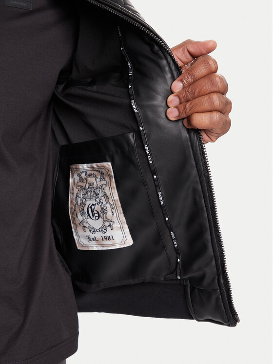 Guess Guess Μπουφάν δερμάτινο M5BL2E W1050 Μαύρο Regular Fit