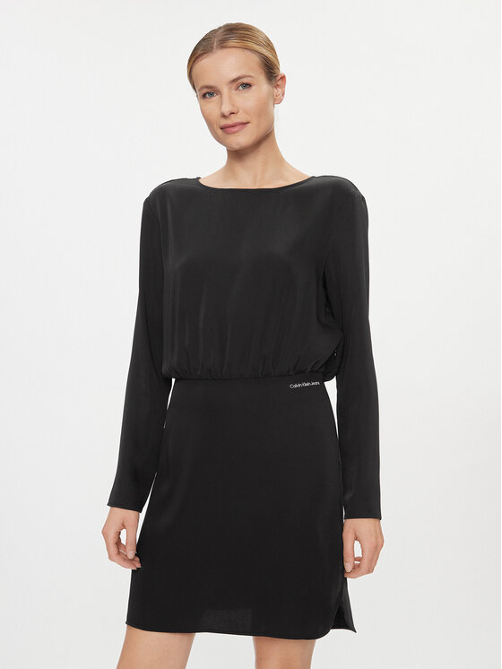 Calvin Klein Jeans Calvin Klein Jeans Koktélruha Open Back Dress J20J222534 Fekete Regular Fit