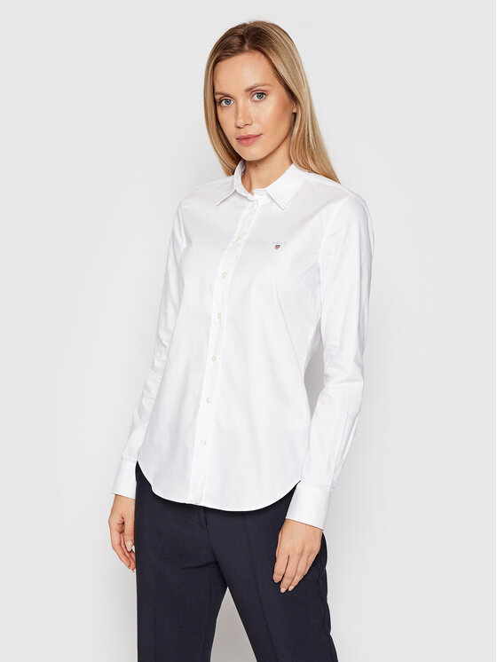Gant Gant Särk Stretch Oxford Solid 432681 Valge Slim Fit