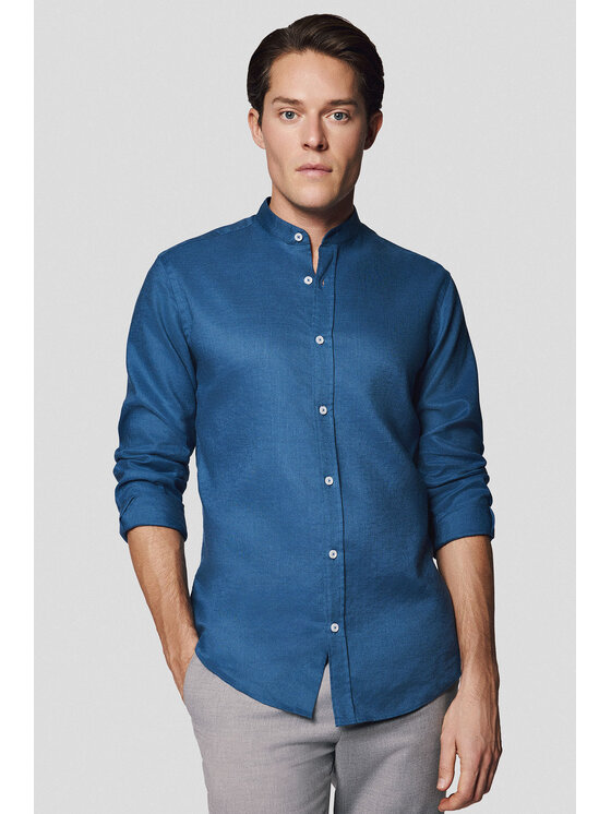 Lancerto Lancerto Koszula Koszula Szafirowa z Lnem Bente KO073125000003 Niebieski Slim Fit