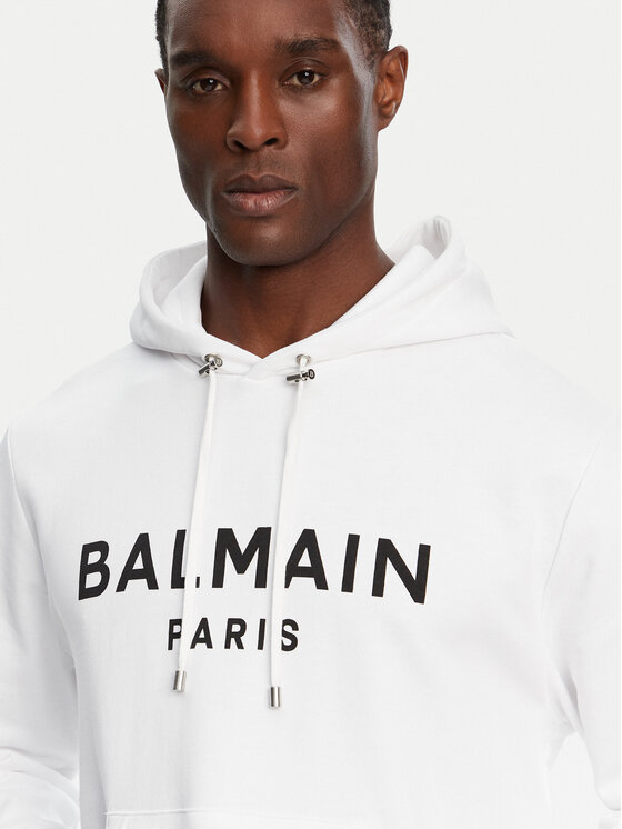 Balmain Balmain Mikina DH1JR002BB65 Bílá Regular Fit