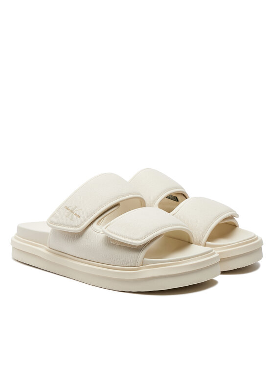 Calvin Klein Jeans Calvin Klein Jeans Şlapi Double Bar Sandal Mtl YM0YM01020 Écru