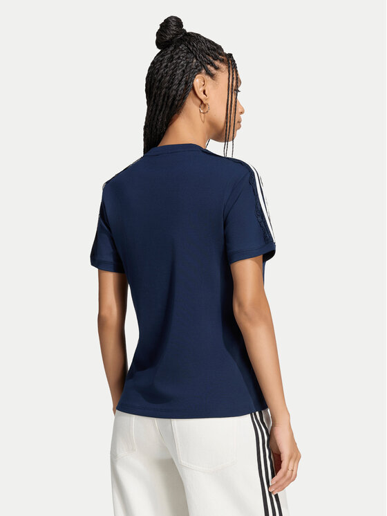 adidas adidas T-Shirt Lace 3 Stripes LG4264 Niebieski Regular Fit