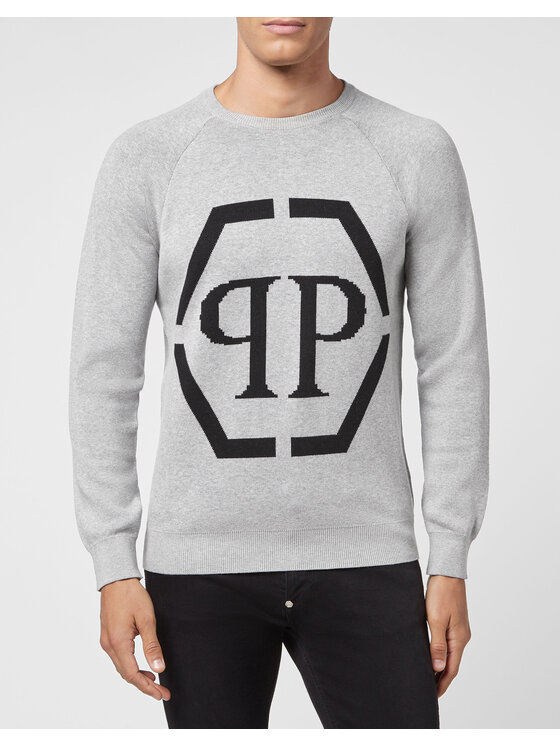 PHILIPP PLEIN PHILIPP PLEIN Sweter 8079 Beżowy Regular Fit